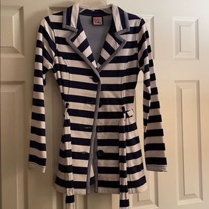 Jacket size small blue and white striped